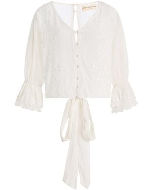 All That Remains Jenine Cotton-Silk Top - White
