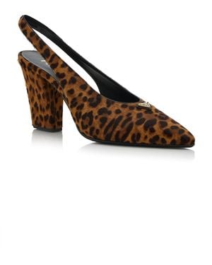 Prada Leopard Pony Hair Slingback Court Shoes - Brown