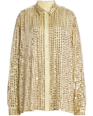 Zankov Gabrielle Embellished Silk-Blend Shirt - Natural