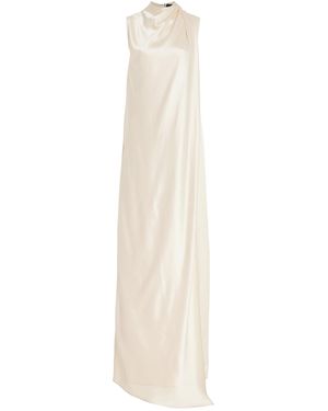 SEV Draped Satin Maxi Dress - White