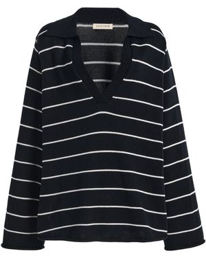 ELCE Umi Striped Cotton Sweater - Black
