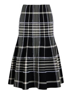 Brandon Maxwell The Rory Plaid-Jacquard Midi Skirt - Black