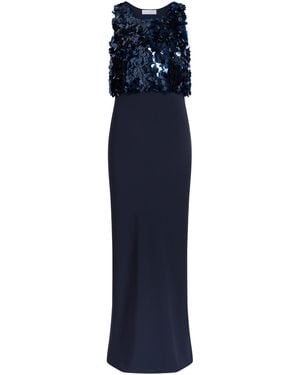Marina Moscone Bias Maxi Dress With Paillette Bodice - Blue