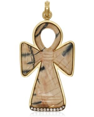 Sylva & Cie 18k Yellow Gold Prehistoric Mammoth Ankh Diamond Pendant - Metallic