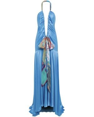 Siedres Liessa Draped Halter Maxi Dress - Blue