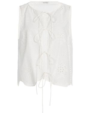 Matteau Cotton Broderie Anglaise Tie-Front Top - White