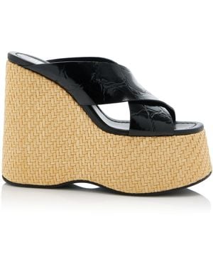 Paris Texas Mara Croc-Effect Leather Platform Sandals - Black