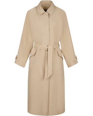 Martin Grant Oversized Silk Trench Coat With Flap Pockets - Natural