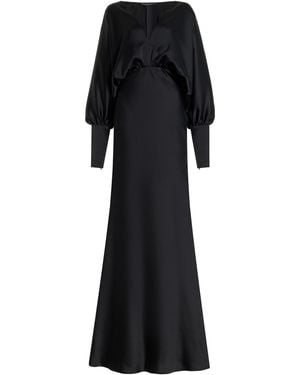 SEV Draped Satin Maxi Dress - Black