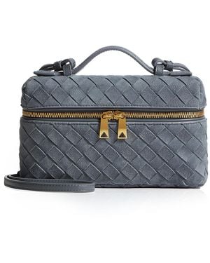 Bottega Veneta Bang Bang Intrecciato Suede Vanity Case - Blue