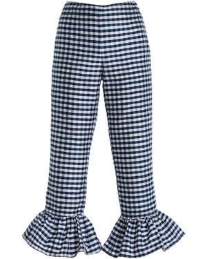 House of Aama Toni Silk Capri Trousers - Blue
