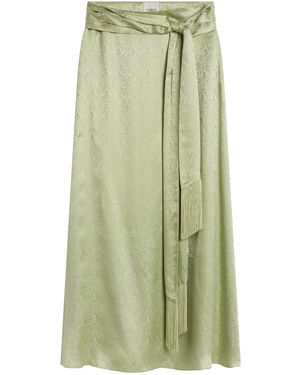 Posse Marcella Scarf-Detailed Silk-Blend Maxi Skirt - Green