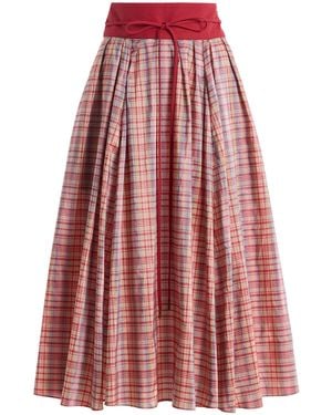 Rosie Assoulin Exclusive Pleated Silk-Blend Full Midi Skirt - Red