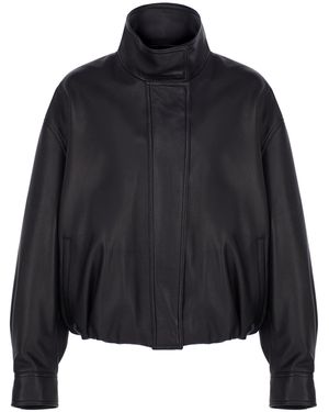 Zeynep Arcay X Camille Charrière Leather Bomber Jacket - Black
