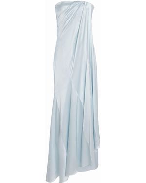 Delpozo Exclusive Draped Silk-Satin Maxi Dress - White