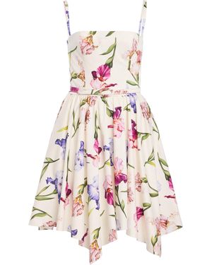 Oscar de la Renta Iris Flower Poplin Mini Dress - White