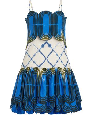 Alexis Bettina Linen-cotton Mini Dress - Blue