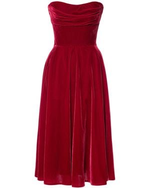 Lena Hoschek Chivalry Strapless Velvet Midi Dress - Red