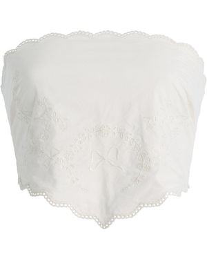 Posse Exclusive Lois Broderie Anglaise Cotton Tie Top - White