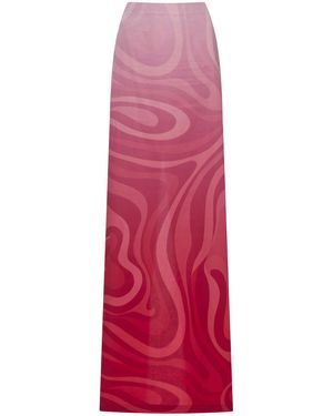 PUCCI Gradient Poplin Maxi Skirt - Red