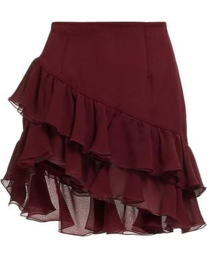 Elie Saab Drop Waist Ruffled Silk Mini Skirt - Red
