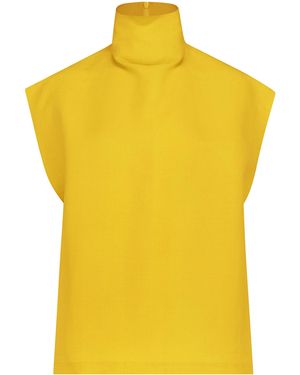 Alaïa High-Neck Poplin Top - Yellow