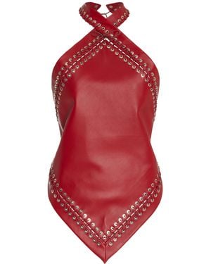 Ludovic de Saint Sernin Ken Embellished Leather Top - Red