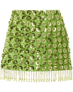 DES_PHEMMES Exclusive Embellished Cotton Mini Skirt - Green