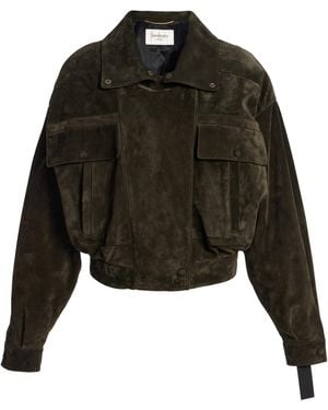 Saint Laurent Boxy Suede Jacket - Black