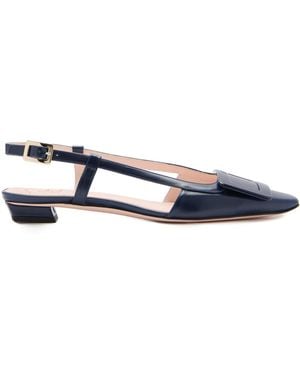 Roger Vivier Belle Vivier Leather Slingback Flats - Blue