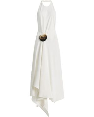 Sloan Exclusive Crepe Asymmetric Midi Halter Dress - White