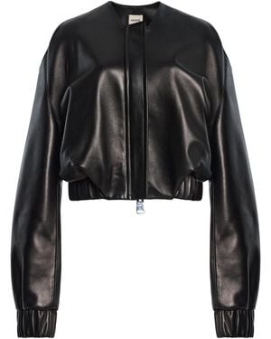 KHAITE Cordan Plonge Leather Bomber Jacket - Black