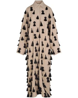 Heirlome Freyja Tasseled Linen Maxi Dress - Natural