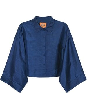 Coniglio Palm Beach Everglades Cropped Silk Top - Blue
