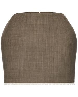 Magda Butrym Lace-Trimmed Wool Mini Skirt - Natural