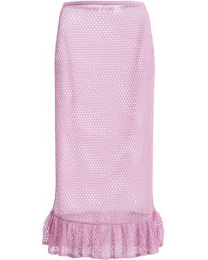Ulla Johnson Lorna Mesh Ruffle Midi Skirt - Pink