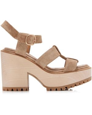 Gabriela Hearst Hera Suede Platform Sandals - Natural