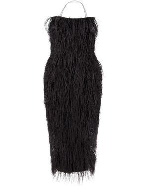 FFORME Raven Feather Embroidered Gown - Black