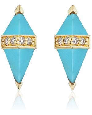 Sorellina Pietra 18K Diamond Topaz Stud Earrings - Blue