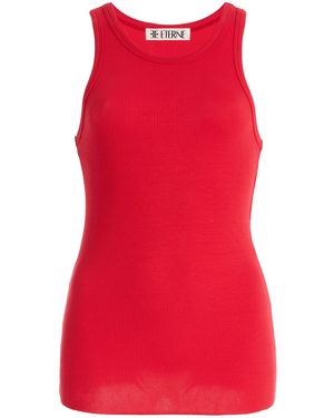 ÉTERNE High-Neck Fitted Jersey Tank Top - Red
