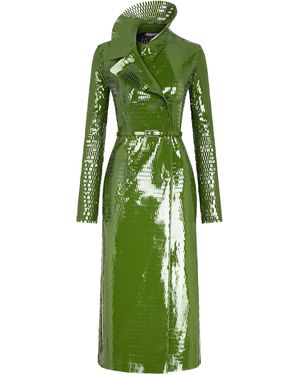 Tom Ford Perforated Patent Leather Trench Coat - Green