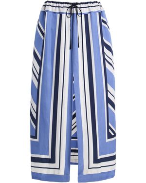 Brandon Maxwell Exclusive Striped Twill Midi Skirt - Blue