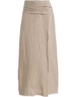 Mel Usine Enide Linen Draped Yoke Field Skirt - Natural