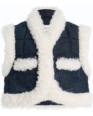 Ienki Ienki Keptar Down Denim Cropped Vest - Blue