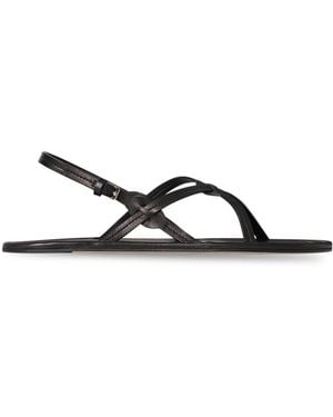 The Row Malick Strap Leather Sandals - Black