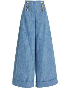 Franchise Exclusive Bijou Denim High-Waist Wide-Leg Trousers - Blue