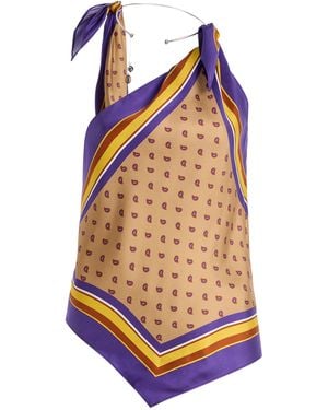 Christopher Esber Exclusive La Isla Bandana-Print Silk-Twill Scarf Tie Top - Blue