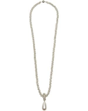 Julietta Pearl Drop Linea Necklace - White