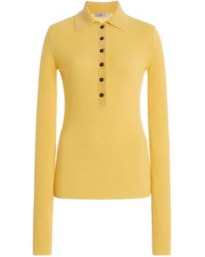 AMIYA Georgia Fitted Wool Polo Top - Yellow