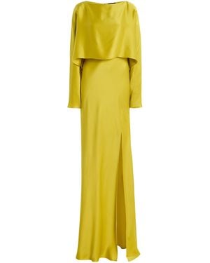 LAPOINTE Layered Satin Gape Gown - Yellow
